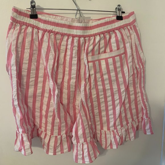 ASOS DESIGN pink stripe shorts with ruffle hem - Picture 6 of 6